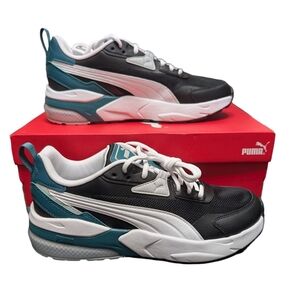 Puma Black White Cold Green Vis2K Lace Up Men's Sneakers Size 9 New